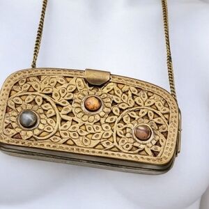 Vintage Brass and inset Stone ‎ Evening Bag